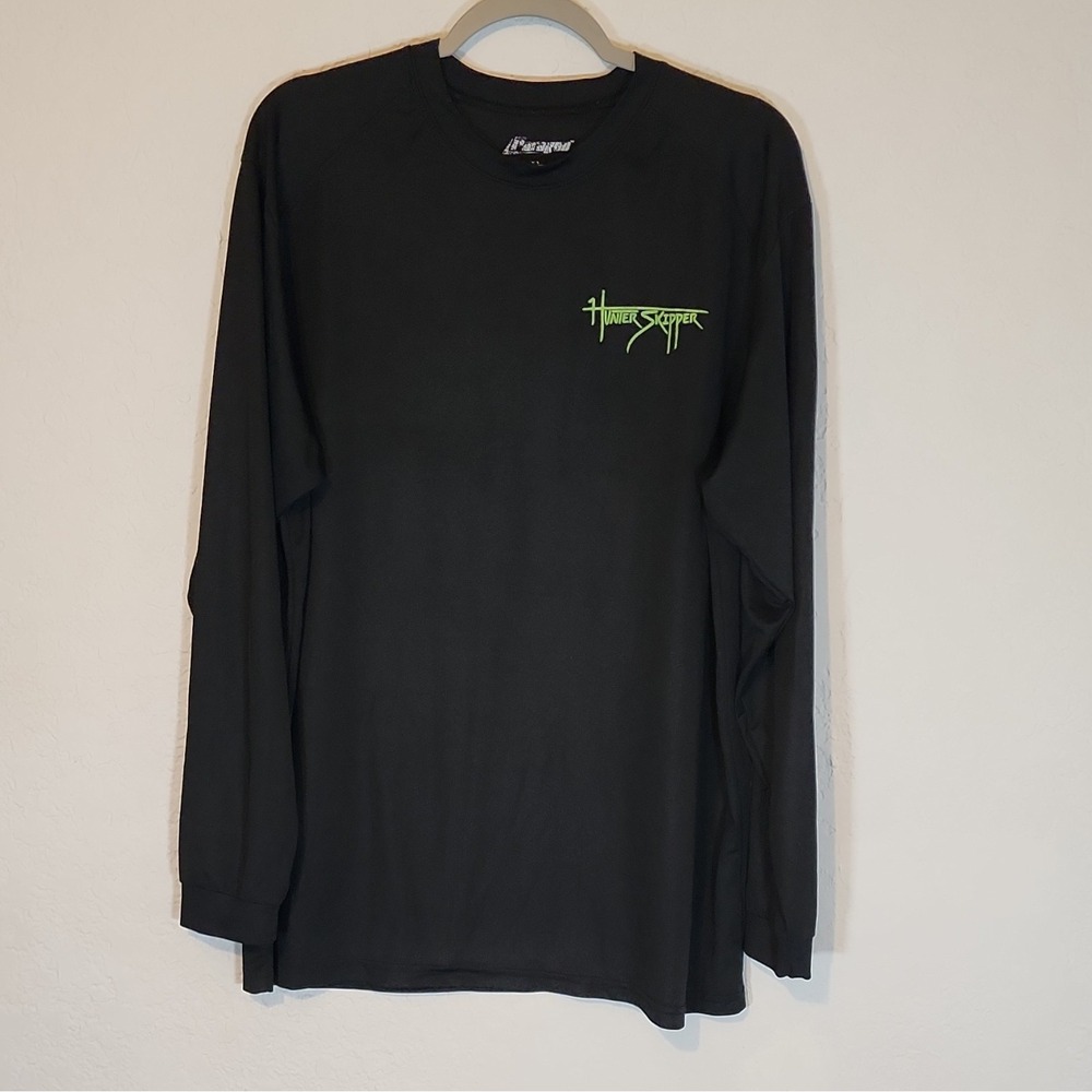 Paragon Men's Hunter Skipper Fishing Graphic Long Sleeve T-Shirt XL Black